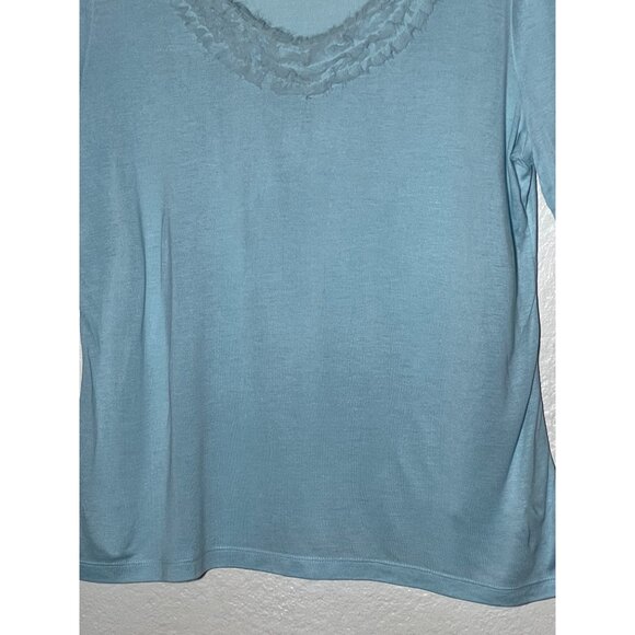 Talbots Woman Petites Large Lt Blue Scoop Neck 1/2 Sleeve Modal/Silk LW - Picture 5 of 16